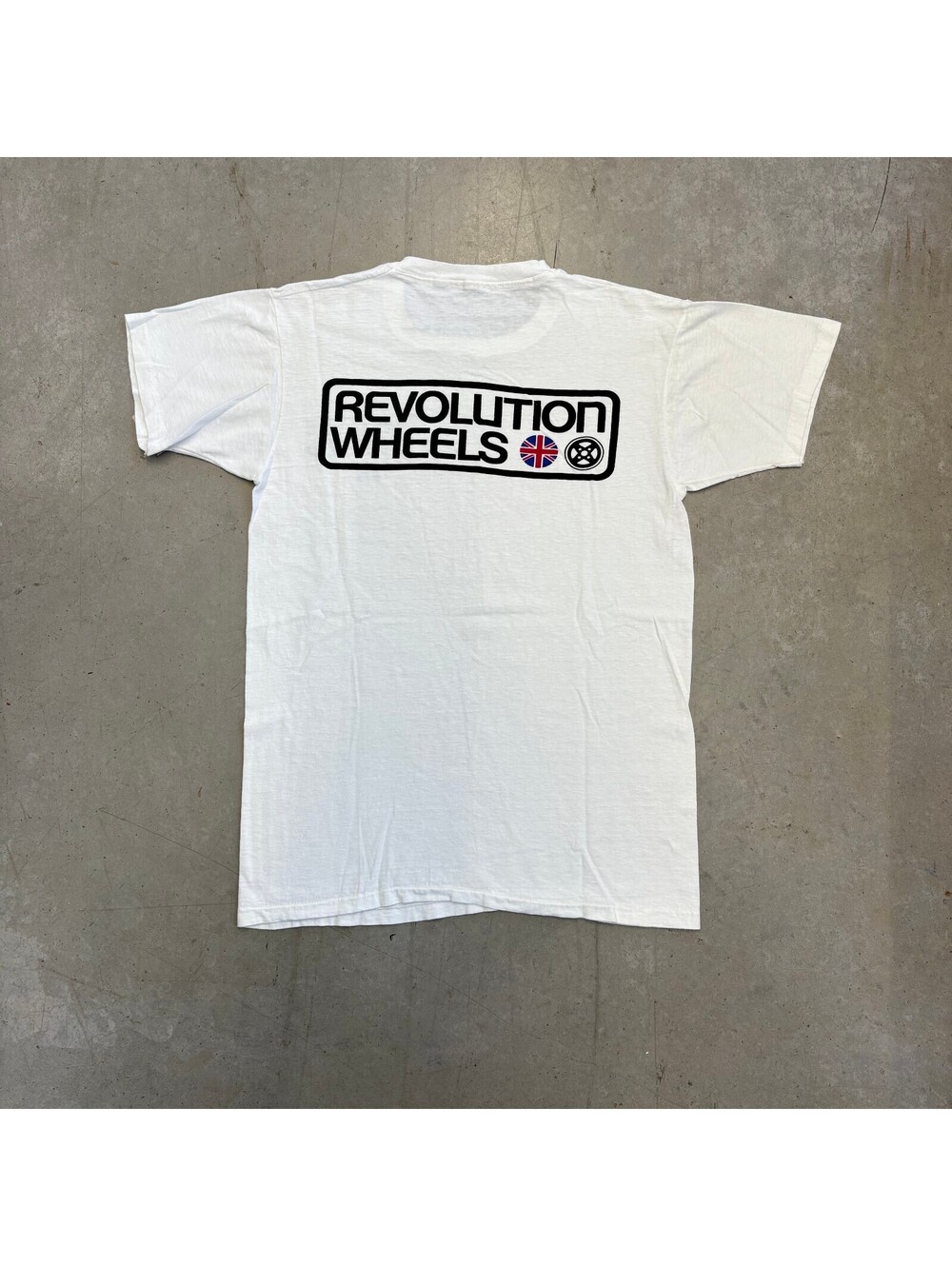 Vintage 70s Revolution Wheels Car Graphic True Vintage T-Shirt Medium White